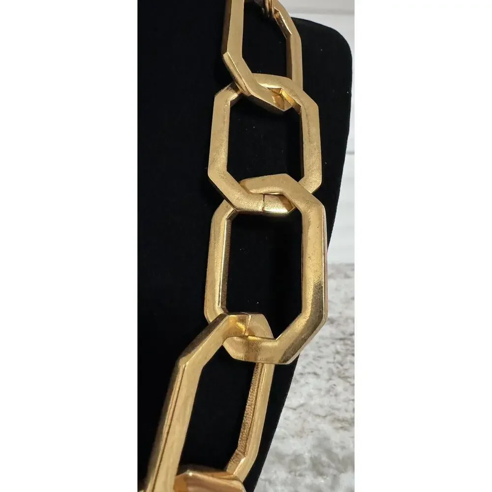 Oscar de la Renta MCM Huge Gold Tone Chain Link Necklace